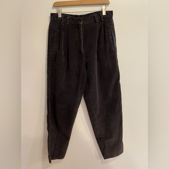 High Waisted Corduroy Pleated Trousers - Picture 1 of 5